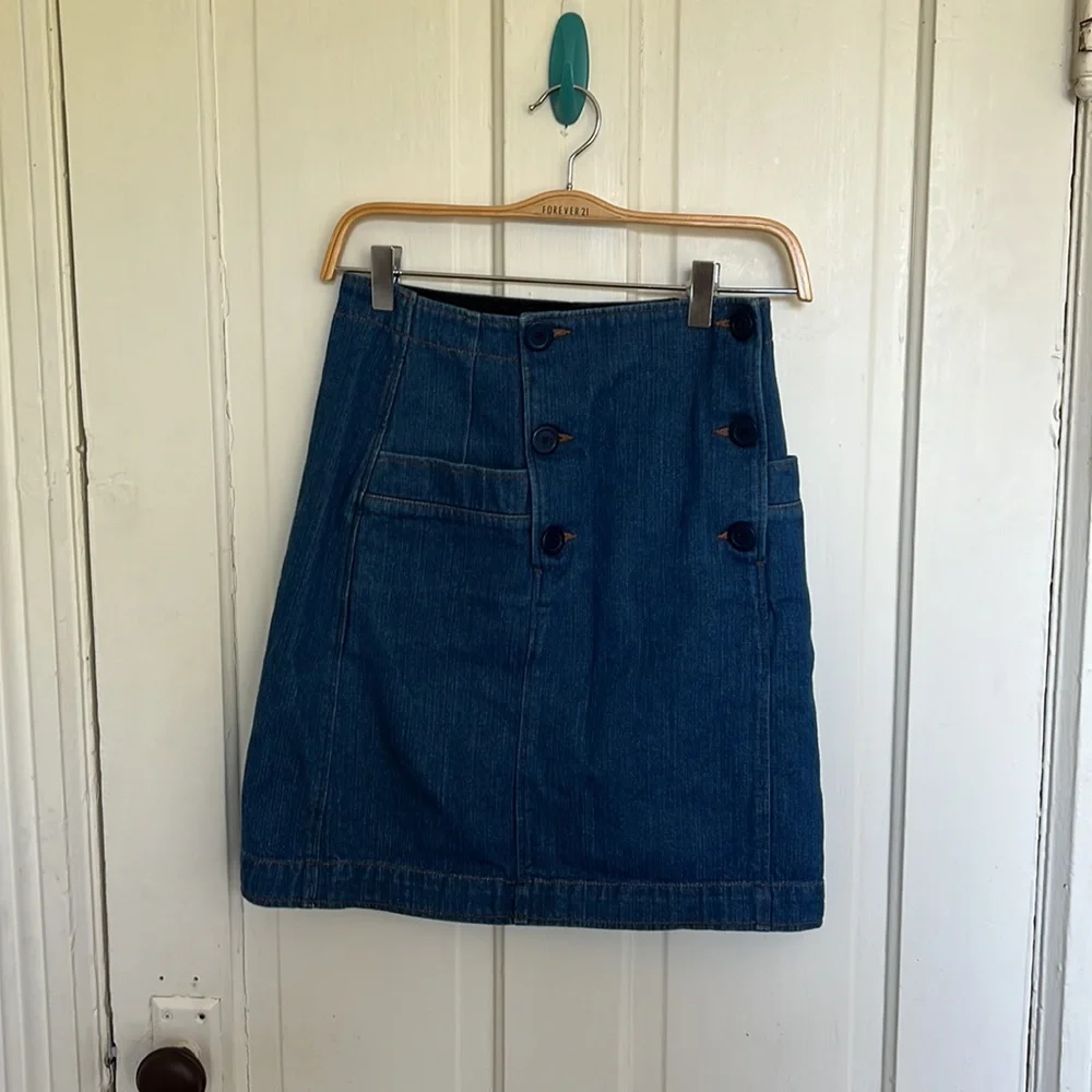 A.P.C. Blue Denim Button-Front Mini Skirt